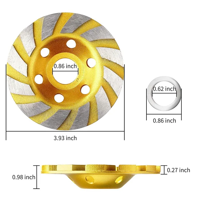 ล้อถ้วยเพชร DCG-100 สำหรับเจียรคอนกรีตและหิน มุมมองสินค้า 5