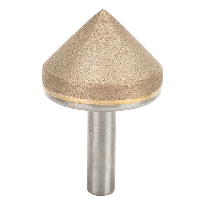 Conical diamond glass hole chamfer bit for countersinking drilled glass holes