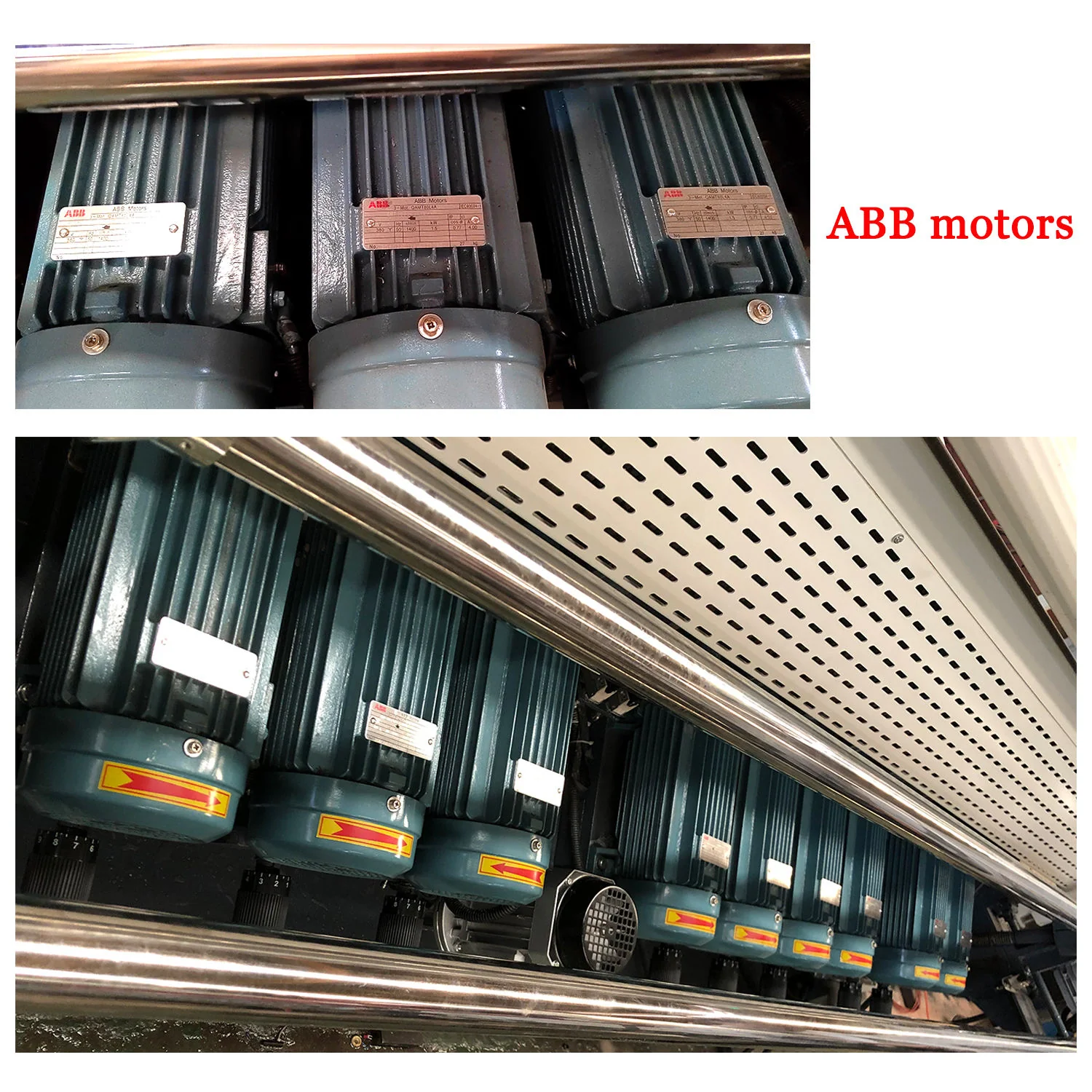 Wheel-head motors installed on a glass beveling machine