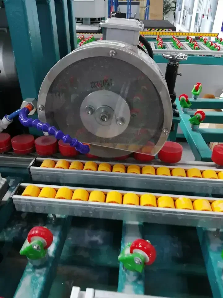 Wet Low-E coating removal wheel installed on a glass processing machine